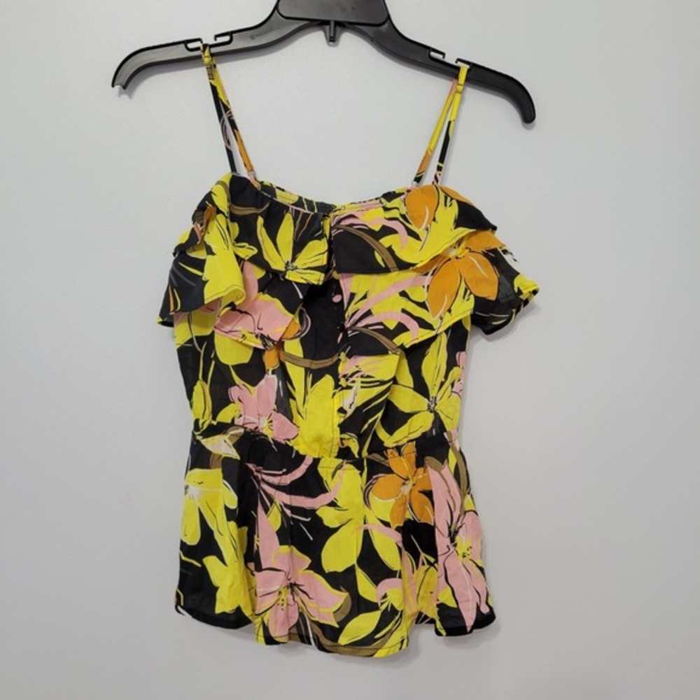 Who What Wear Women's Floral Print Peplum Sleeveless Strap Blouse Size XS Peplum